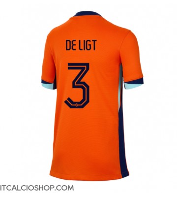 Olanda Matthijs de Ligt #3 Prima Maglia Femmina Europei 2024 Manica Corta